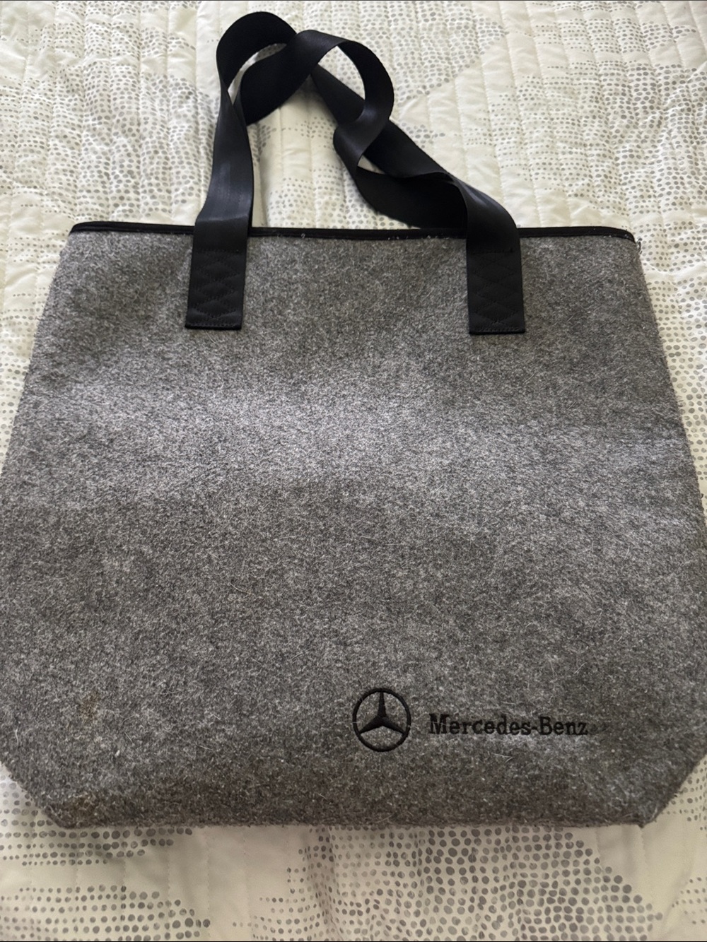 Mercedes-Benz Gray Felt Messenger Tote Bag